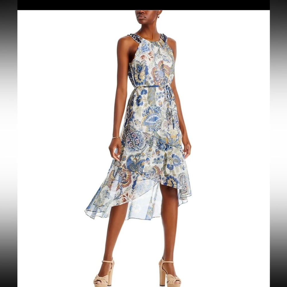 Kobi Halperin Blue and White High Low Dress